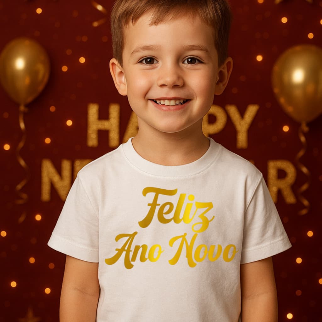 Camiseta Infantil Menino Ano Novo 2026 – Camiseta Happy New Year