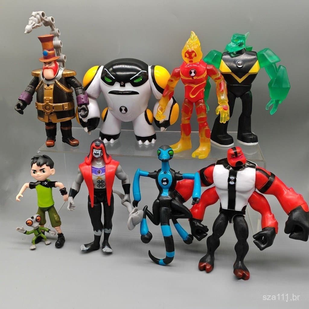 9Pcs BEN 10 Figuras Ação Pvc Figura Alienígena Tennyson Patung Heatblast Quatro Braços