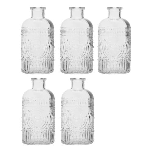 Kit 5 Vasos Decorativos 12,5 Cm Vidro Flores Solitário