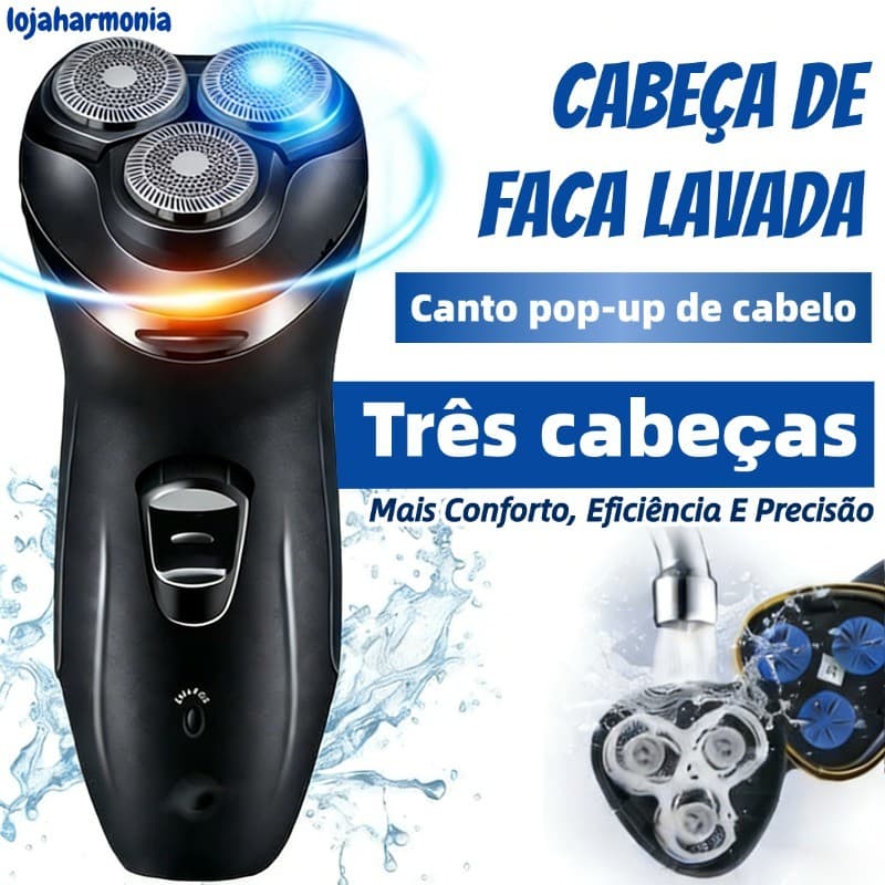 Barbeador Elétrico Homens Prova d'água Recarregável De Três Cabeças Maquina Shaver Depilador Barba Cabeça Aparador LJ