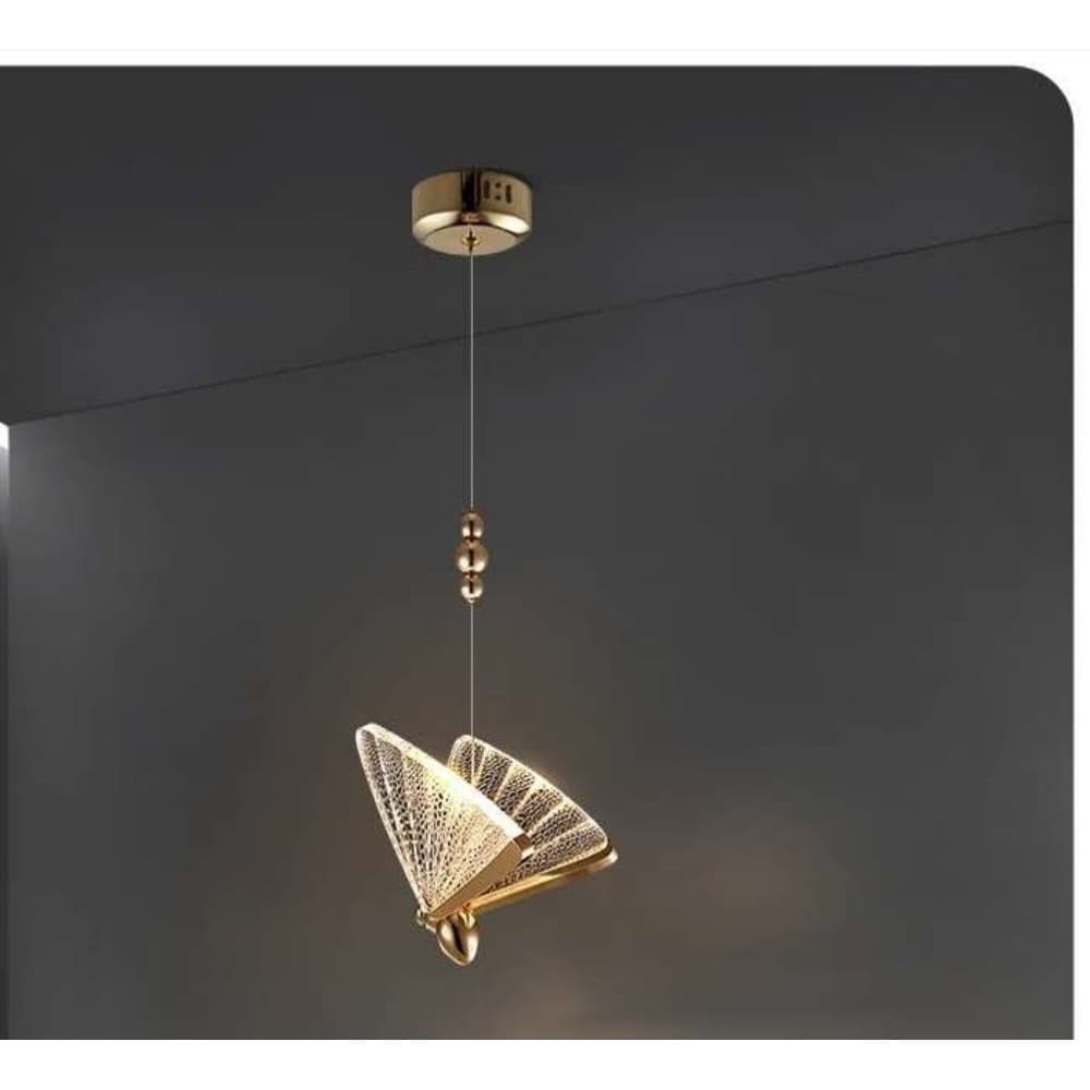 Luminaria Pendente Borboleta Dourado Led 5w 3000k Bivolt