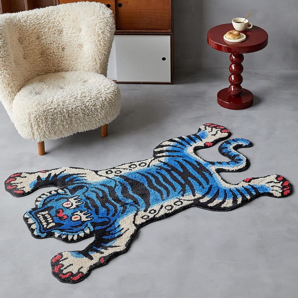 Tapete de tigre em formato especial, imitação de caxemira, banheiro, quarto infantil, cobertor de cabeceira, decoração,