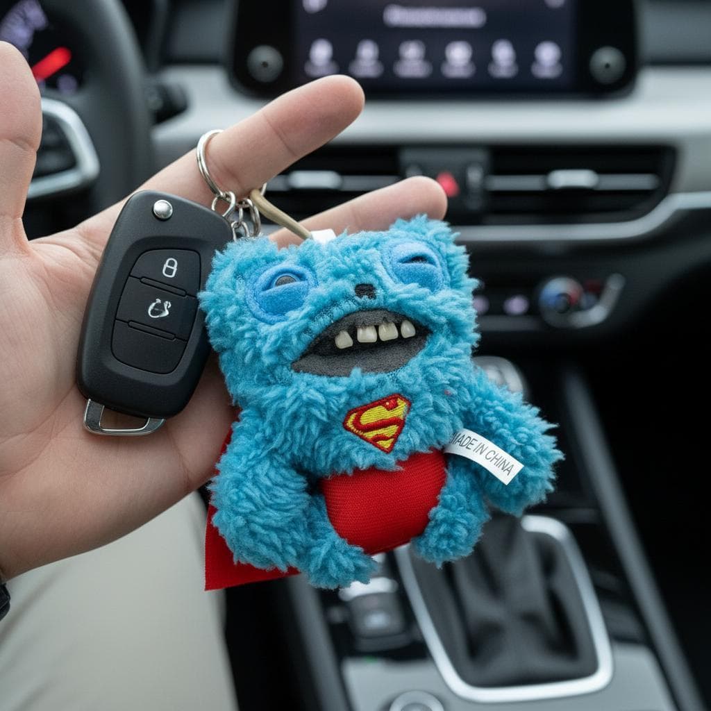 Chaveiro De Carro Pingente Fugggler 12cm Feio Dentes Grandes Pelúcia Brinquedo Bonitos Monstro Boneca Auto Chaveiros Men
