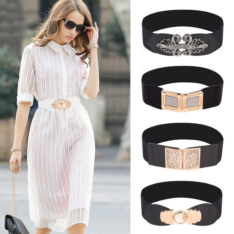 Senhoras cinto largo elástico feminino cinto vestido decorativo Chiffon largo simples All-Match casaco camisola outono i