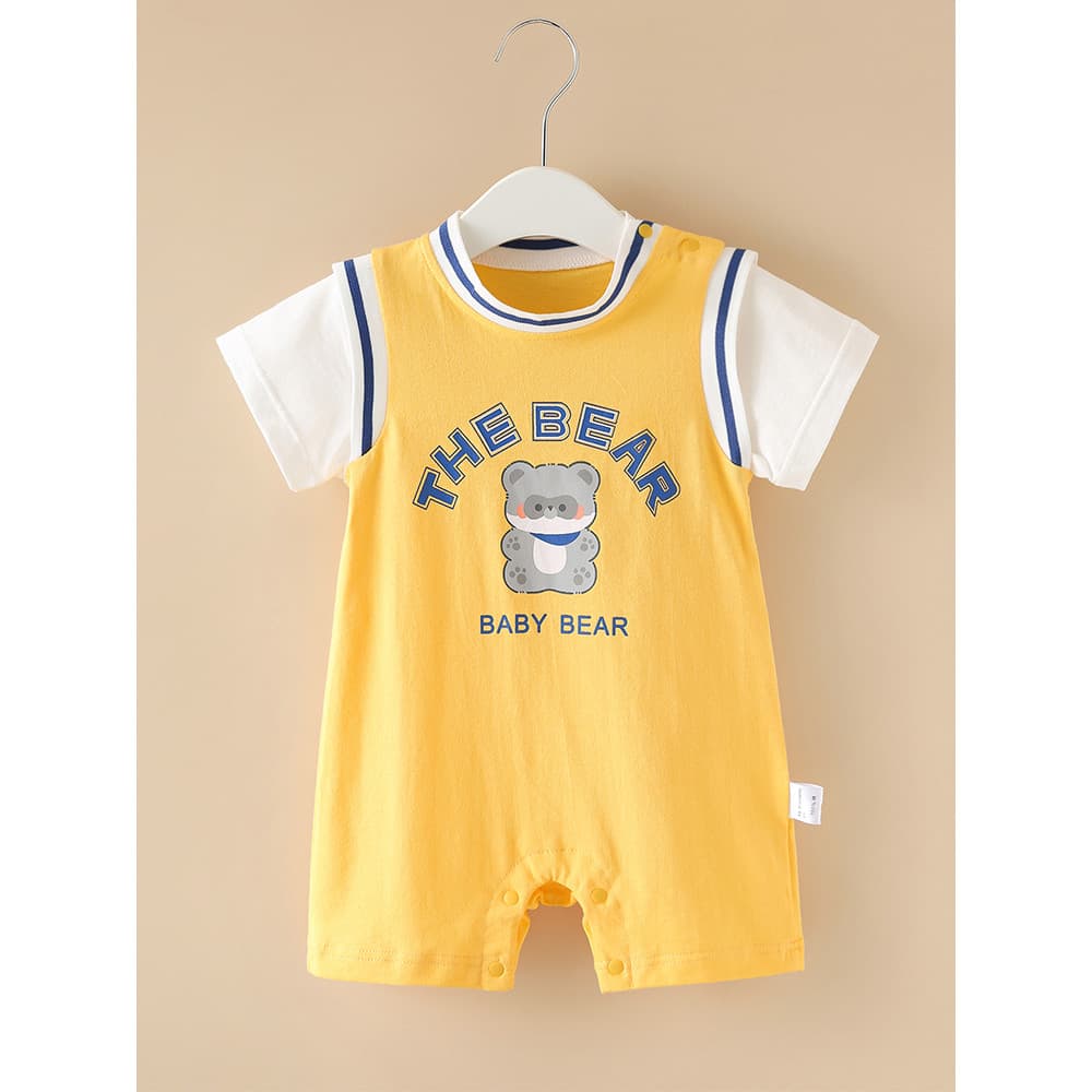 Verão roupas de bebê recém-nascido puro algodão de manga curta de uma peça estilo fino moda bonito macacão passeio verão