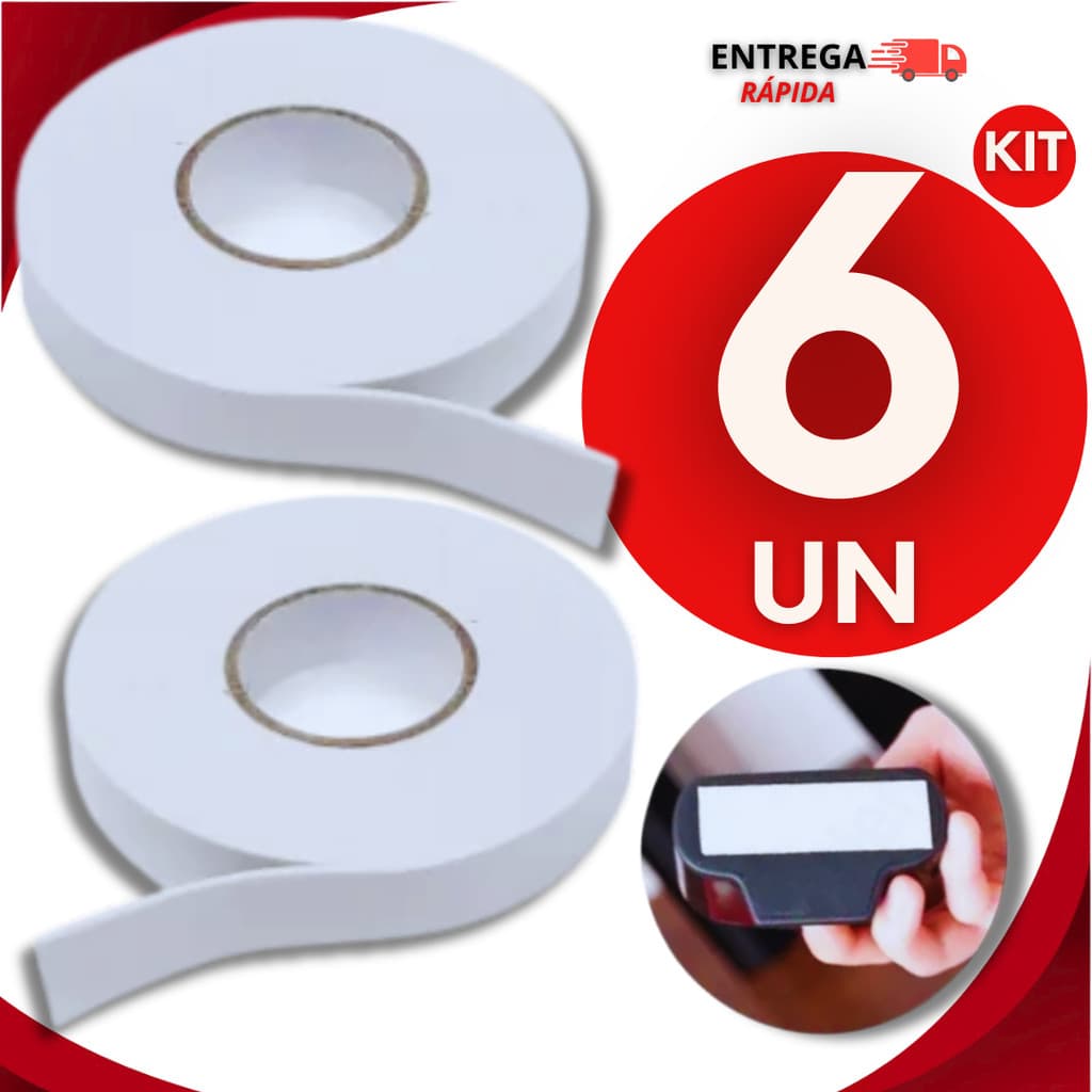 Kit 6 Fita Adesiva Espuma Dupla Face Resistente Branca Extra Forte Fixação Ferro Parede