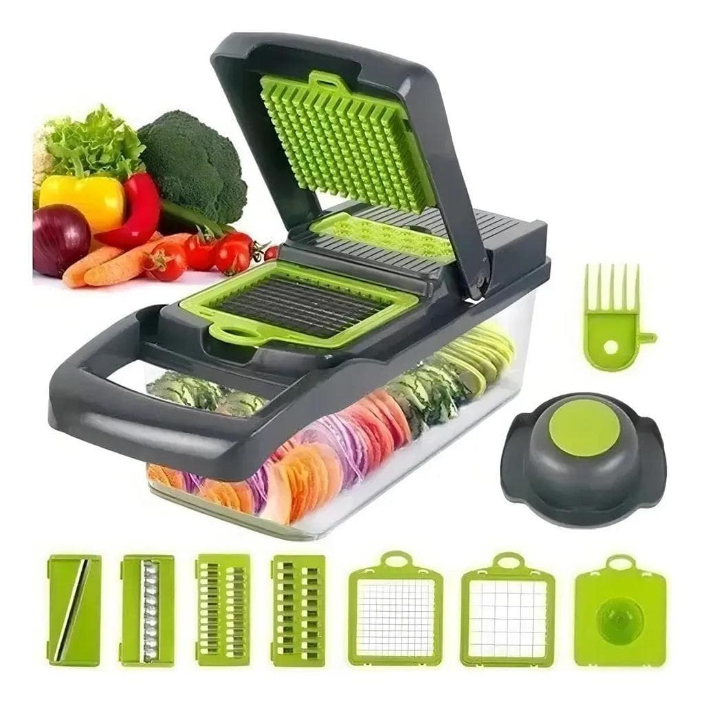 Cortador Fatiador De Legumes Multifuncional Mandoline Profi Cor Verde/cinza