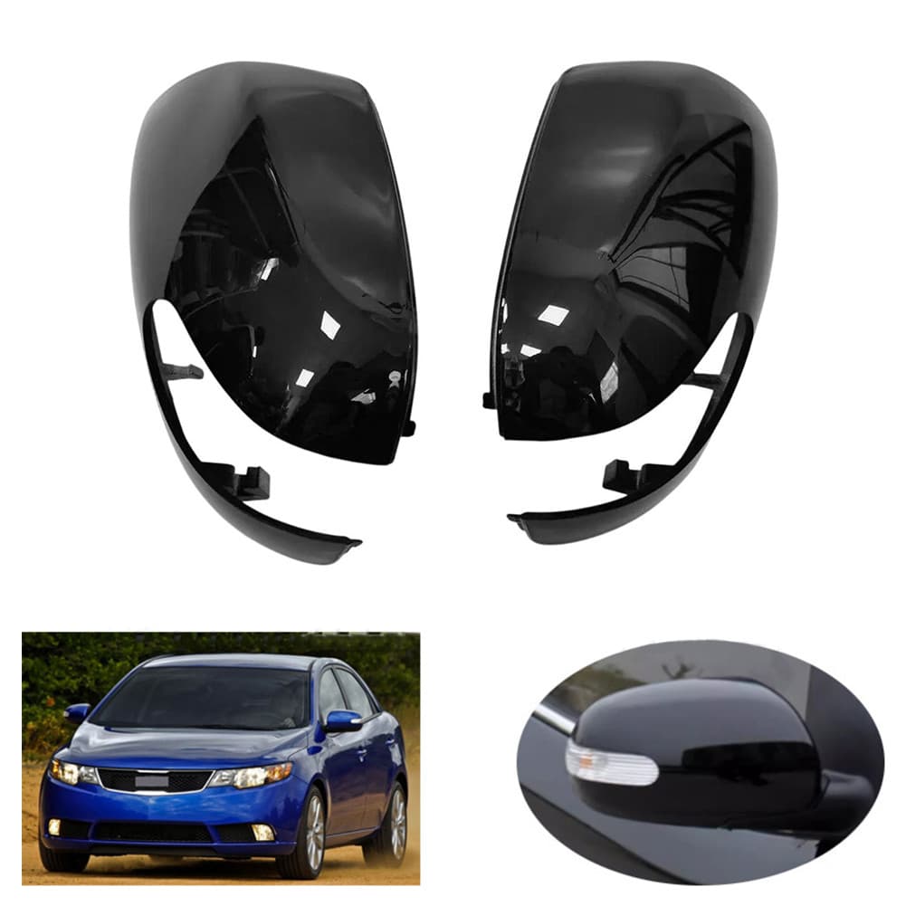 Para Kia Forte E Cerato Preto Brilhante Invertendo Espelho Capa Substituição