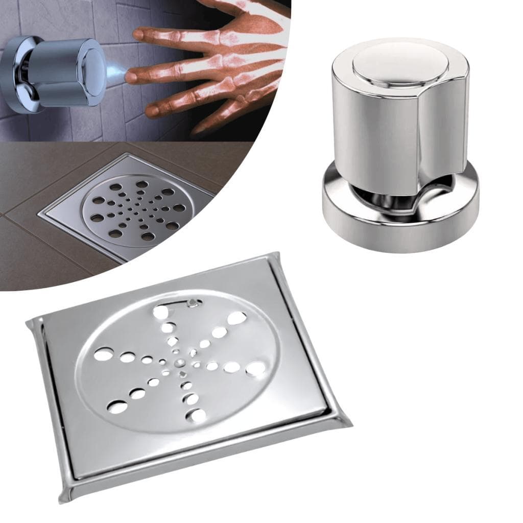 Acabamento Registro Deca C-40 com Ralo Quadrado 10x10  Aço Inox  Encaixe Perfeito Metrix