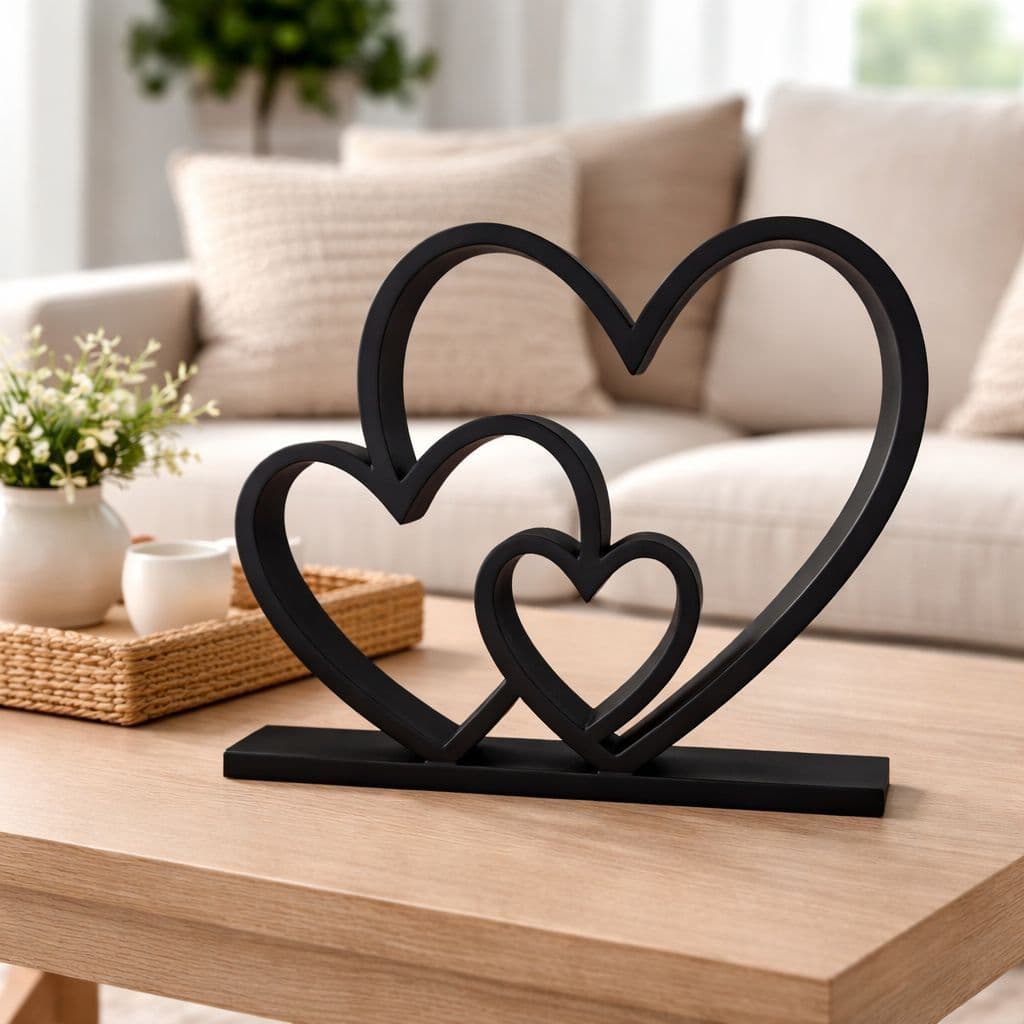 Decoração Sala Quarto Escritório Moderna e Elegante Objeto Decorativo Coração Entrelaçados