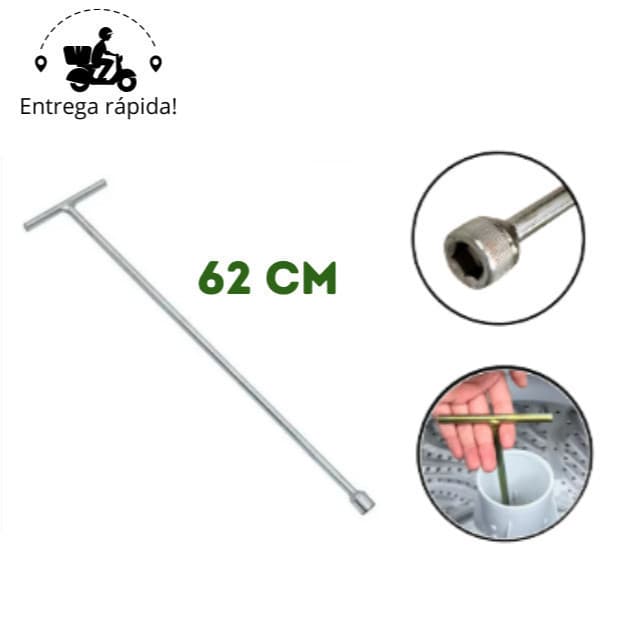 Chave T 10mm Longa 62cm para Maquina de Lavar Agitador Brastemp Electrolux MC