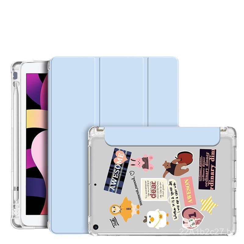 Capa protetora para iPad 10.2 com slot para caneta, silicone transparente para Air 4, 9.7, capa com airbag para Mini 5,