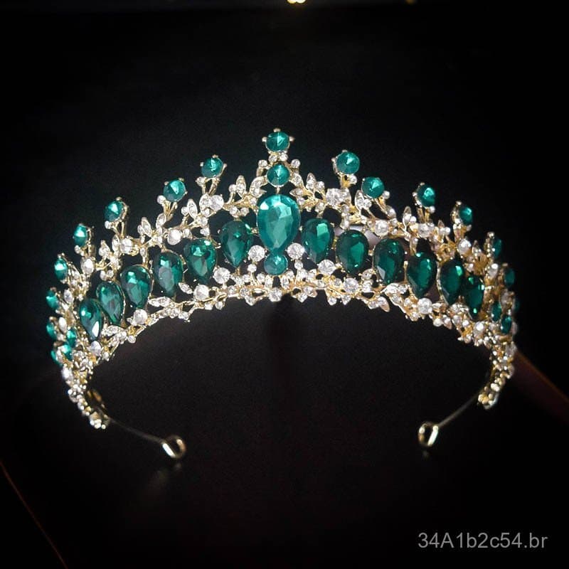 Nova coroa de noiva colorida em liga metálica, estilo europeu e americano, adorno de cabeça para vestido de noiva, coroa