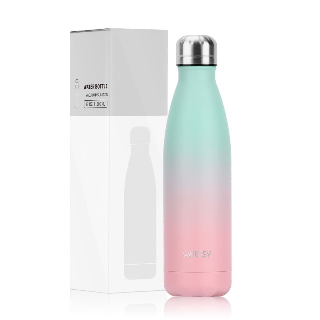 WATERSY-Aço inoxidável 304 Azul Claro e Rosa GAarrafa Portátil 500ml