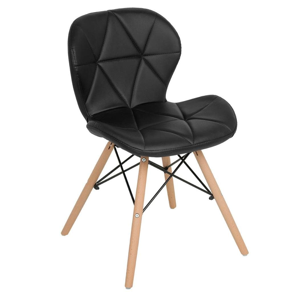 Cadeira Laráz estofada Eames Eiffel Slim Wood confort Preto