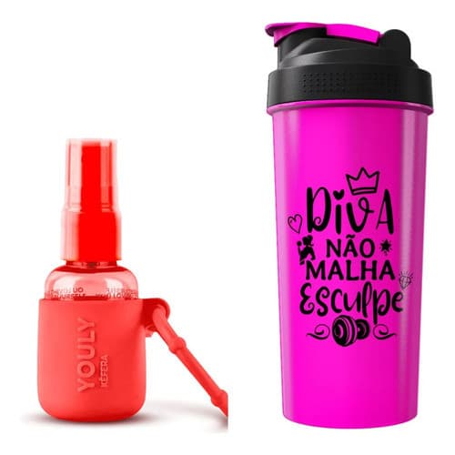 Kit Body Splash Kéfera 30ml + Coqueteleira Pink 600ml Treino