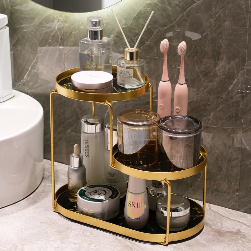 Estilo luz de luxo banheiro prateleira aromaterapia bandeja ornamentos Desktop cosméticos lavagem bancada armazenamento