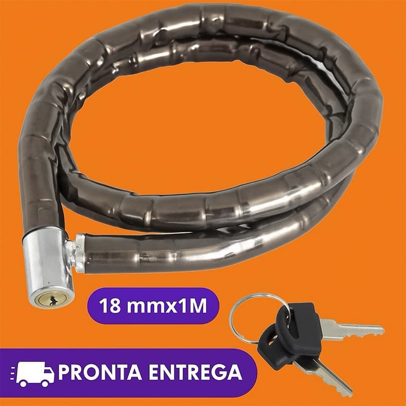 Cadeado Articulado 18mm X 1 Metro Anti Furto Articulado Bicicleta Moto GTA