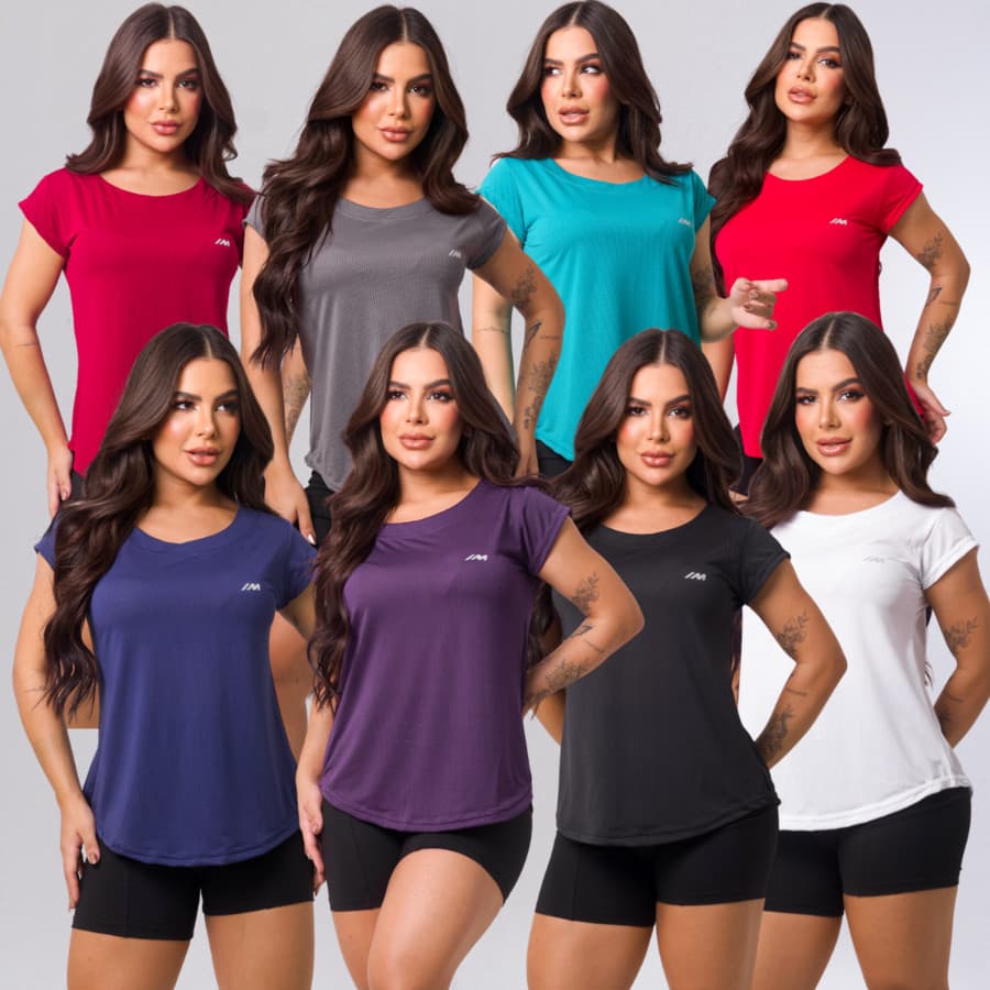 Kit 10 Camiseta academia feminina dry fit camisa blusa caminhada musculação treino baby look