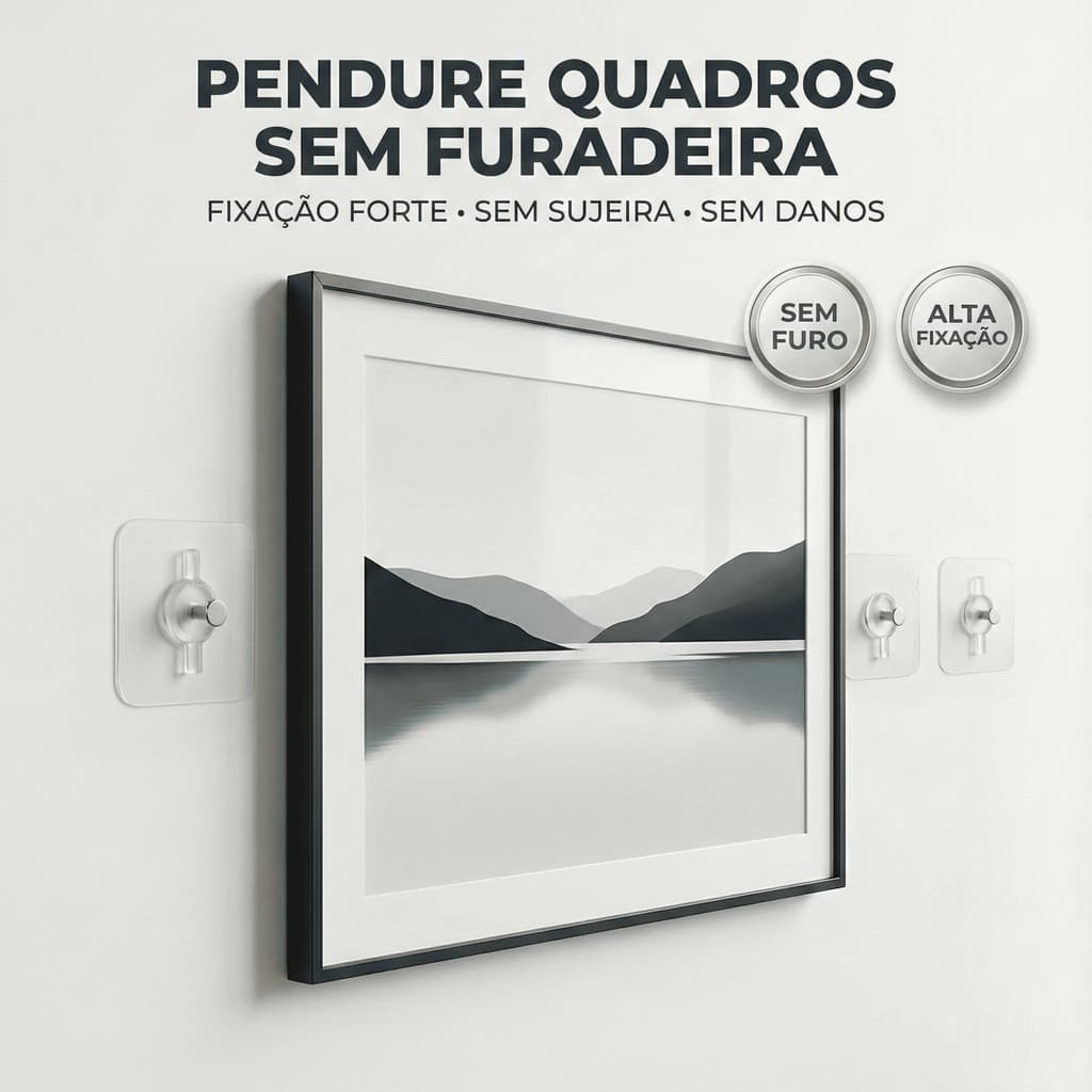 Kit Adesivo de Fixação Sem Furo Parede Suporte Forte Fácil de Colar