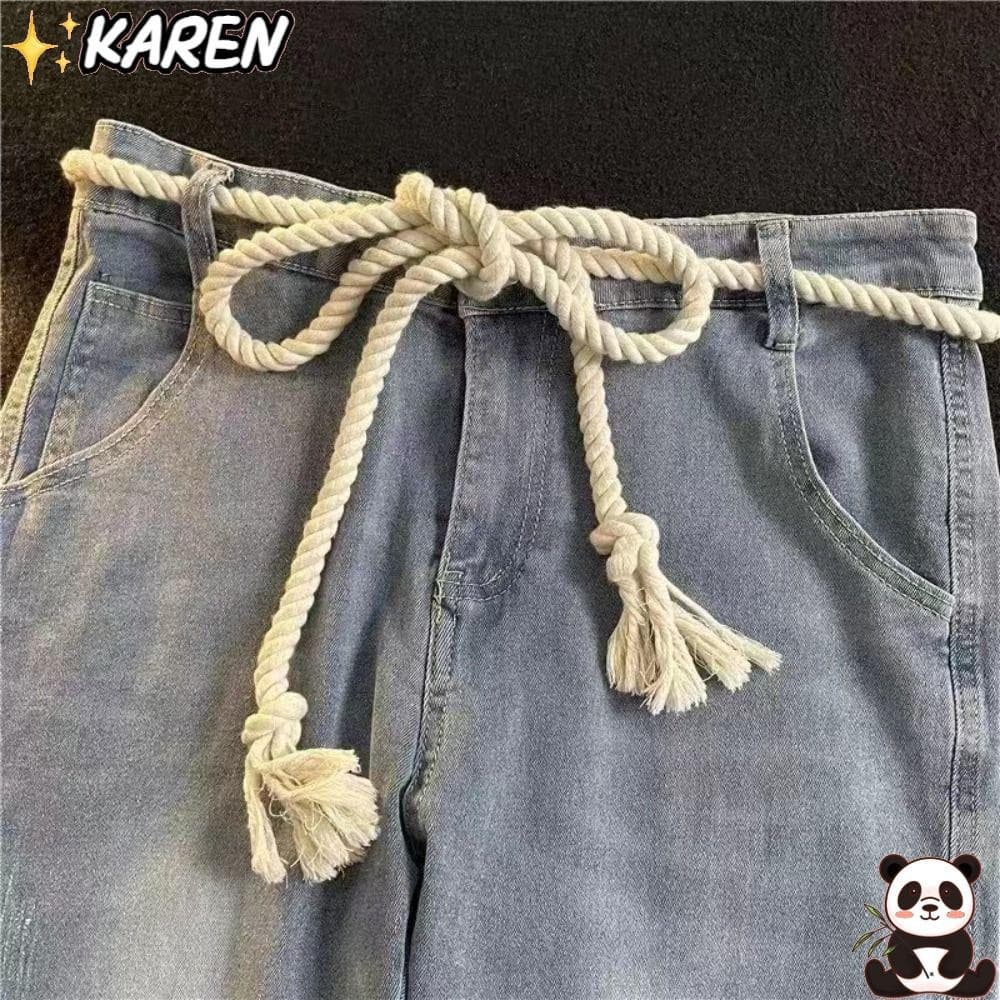 KAREN Cinto De Corda Grossa , Cintura De Gravata Vintage Versátil , Jeans De Estudante Com Design De Luxo Estilo Ins Fem