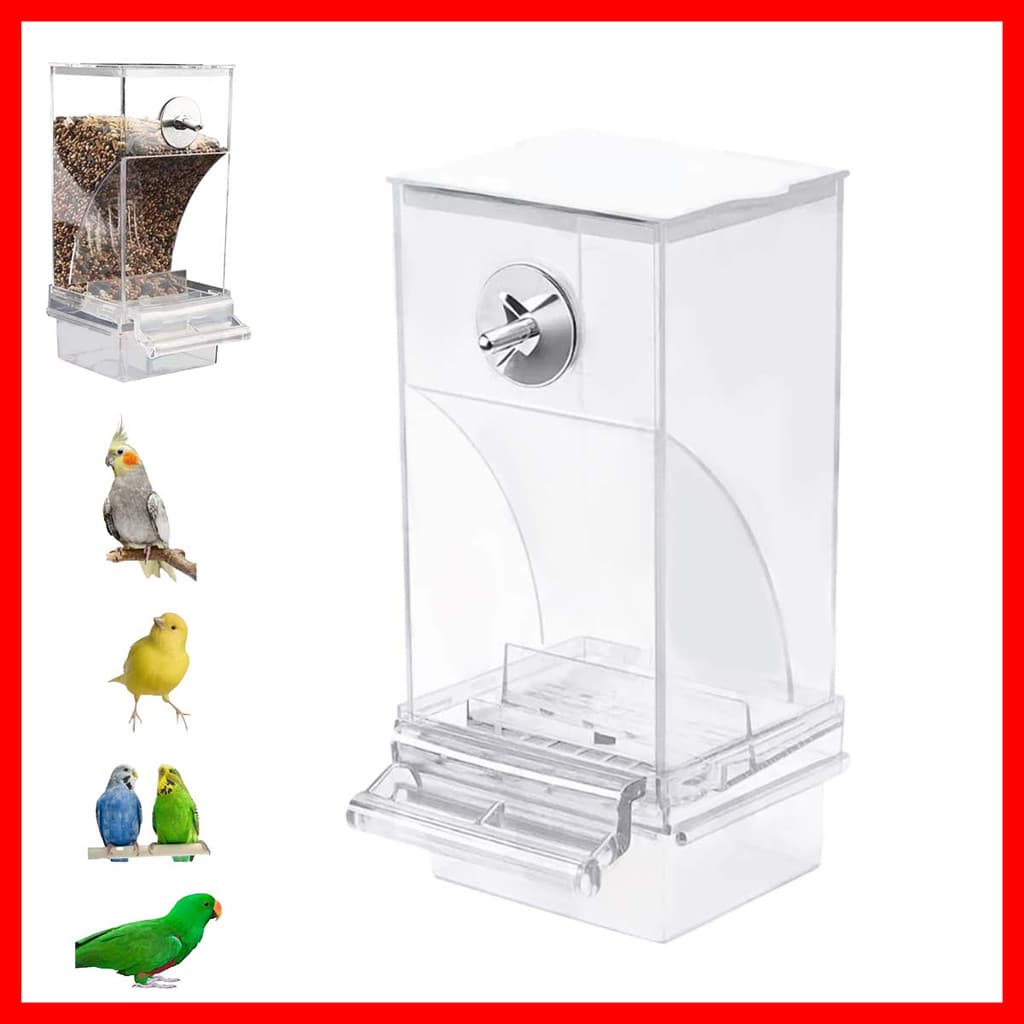 Alimentador automático transparente de pássaros de 18.5 cm, Anti-rugas, à prova de vazamento, alimentação quantitativa,