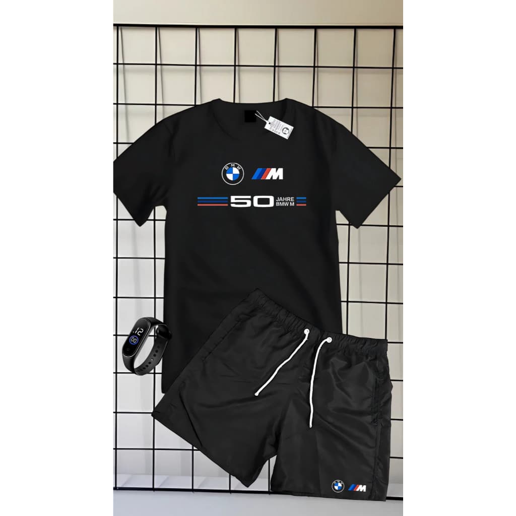 CONJUNTO CAMISETA E BERMUDA 100% ALGODÃO MANGA CURTA BERMUDA TACTEL ESTAMPA BMW 50 OFERTA