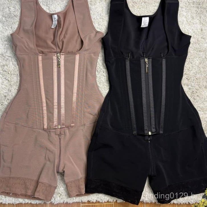 Modelador Corporal Shapewear para Mulheres Bodysuit Colombiano Fajas 9 Ossos Cinto de Alta Compressão Controle Duplo par