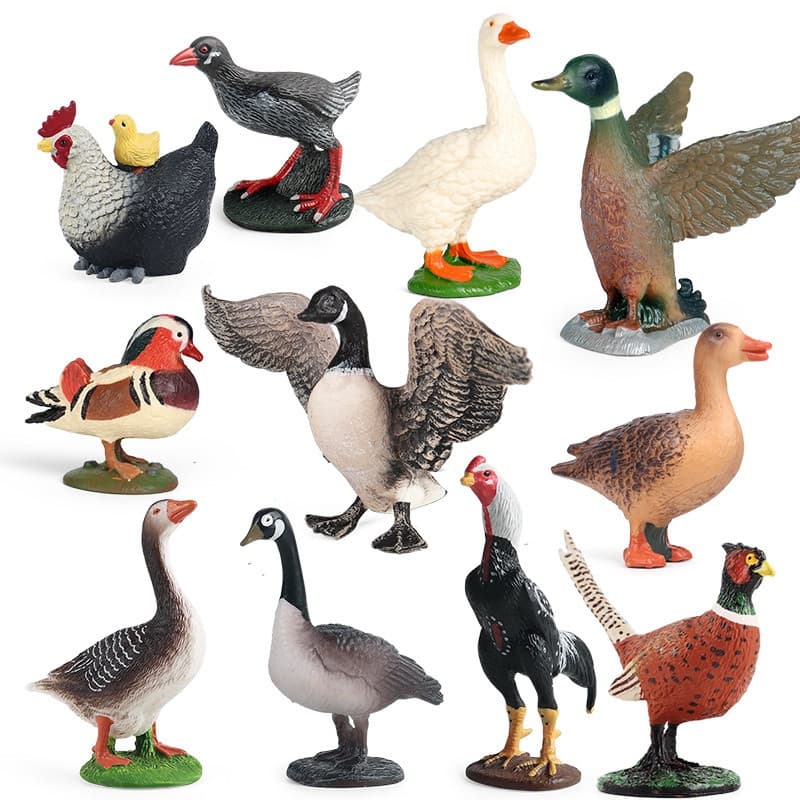 Farm PVC Action Figures para Criança Modelo de Aves De Animais Ganso Pato Bandos Porco Galinha Coelho Turquia Brinquedo
