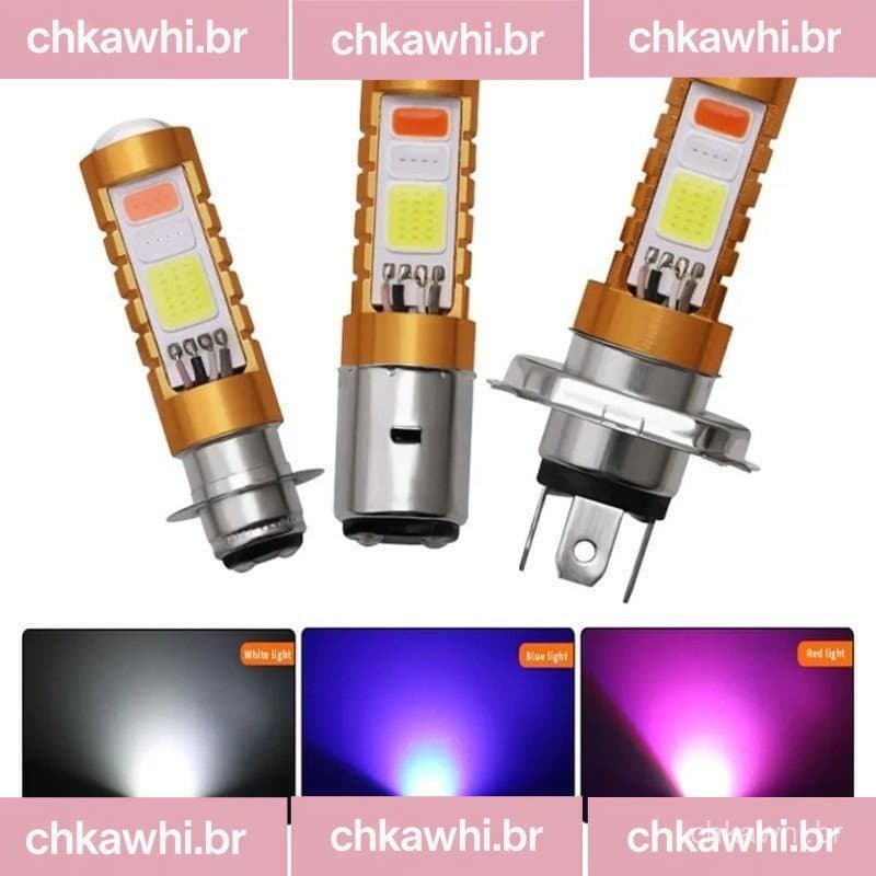 1PCS 3 Cores Lâmpada De Teto LED Para Motocicleta P15D H4 H6 BA20D Hi/Lo Beam Flashing Motorbike Scooter 12V COB Spotlig