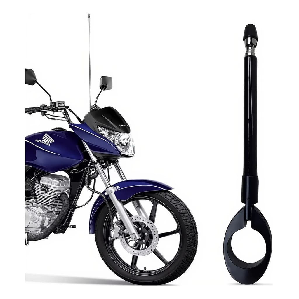 Antena Motocicleta Retrovisor Corta Pipa Retratil Anti Cerol Anteninha Moto Aço Inox Guidão