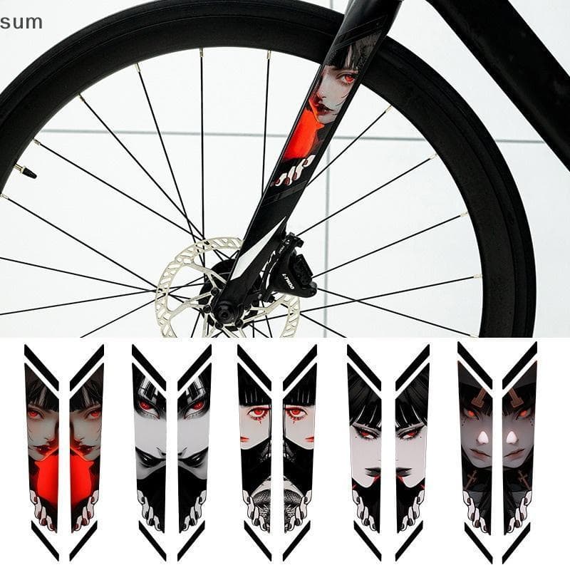 [sum] 1 Par De Olhos Espreitando Garfo Dianteiro De Bicicleta Stiers À Prova D'água Decalques De Suspensão Dianteira Par