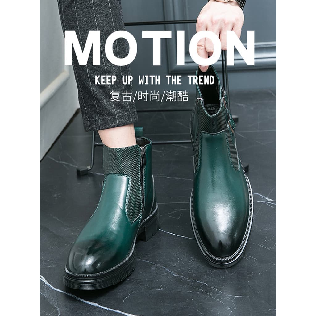 Influenciador botas masculinas com zíper britânico Chelsea botas curtas masculinas da moda botas de couro de alta qualid