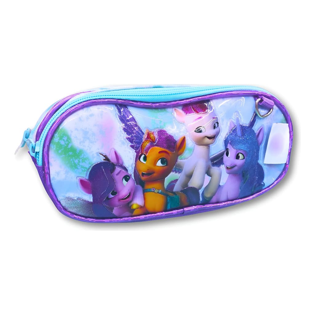 Estojo Infantil Branco Pony – Organização com Compartimento Duplo