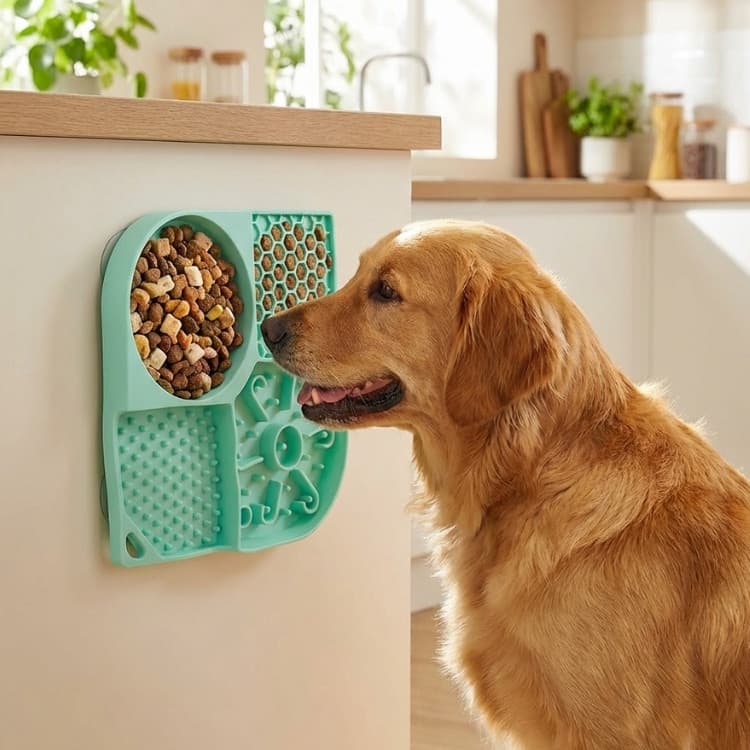Comedouro Interativo para Cães com Ventosas – Silicone – Fixação na Parede