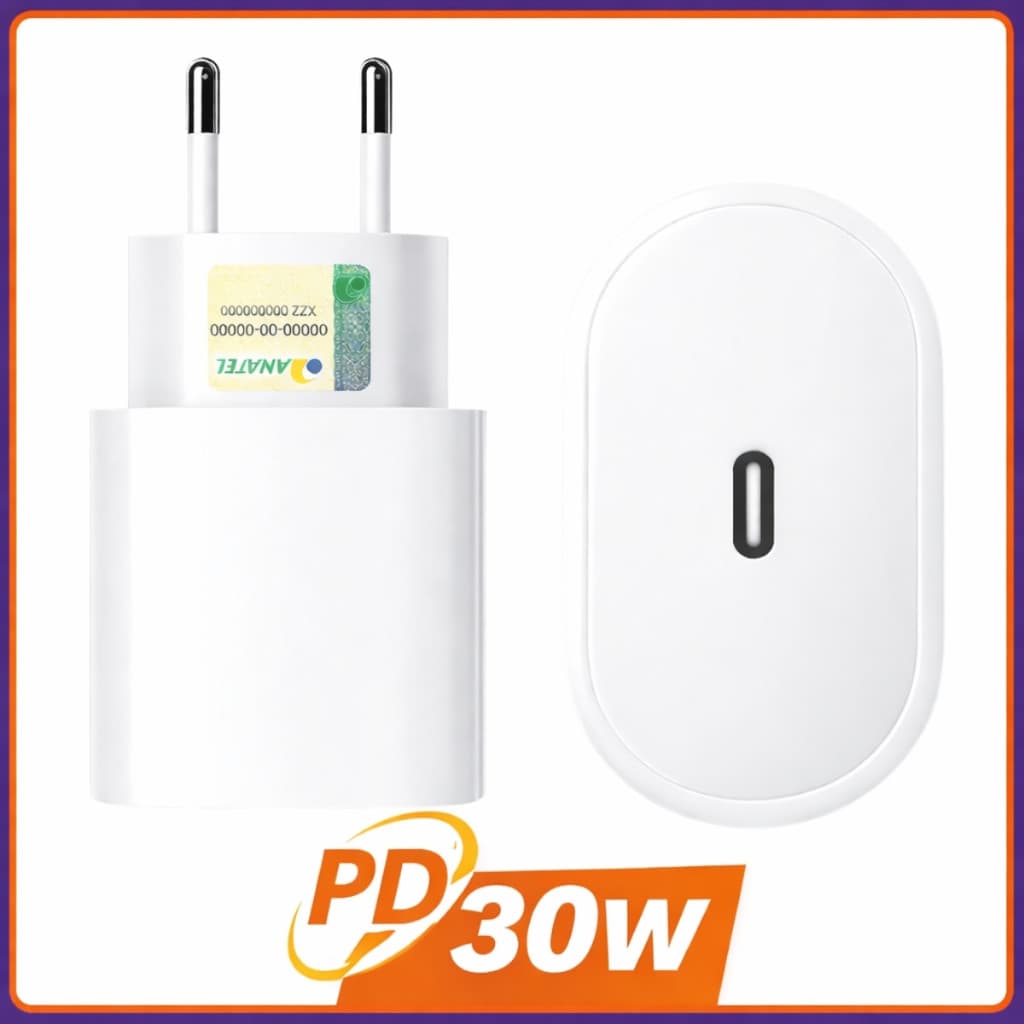 Carregador Turbo Tipo C 30W Fonte Universal USB-C IOS/Android Ultra Rápido iPhone 15, 16, 17 A'GOLD