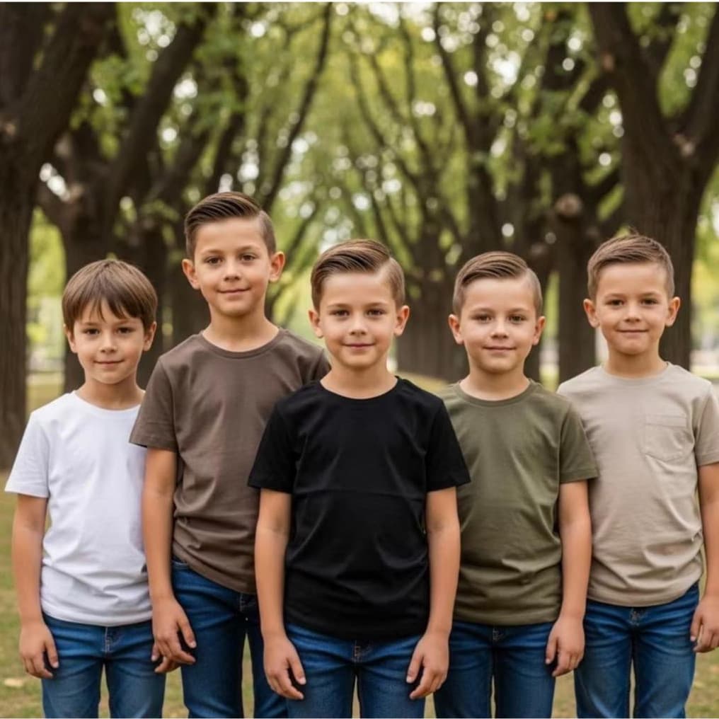 Kit 5 Camisetas Infantis 100% Algodão – Linha Básica Premium Kids