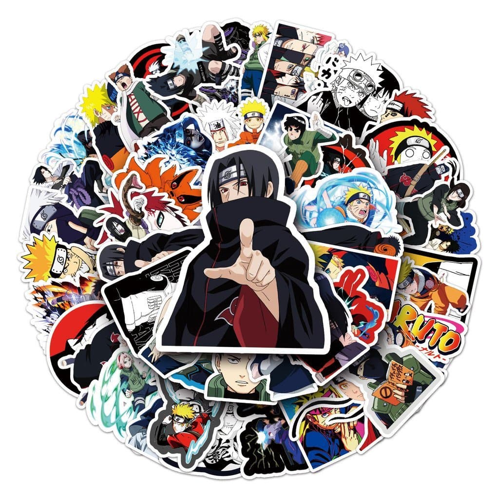 54 adesivos à prova d'água de desenhos animados japoneses do Naruto para malas infantis, laptops, carros e celulares
