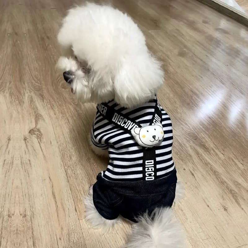 Roupas para cães outono inverno roupas Teddy Bichon Pomeranian Schnauzer macacão Pet filhotes gato listrado roupas de qu