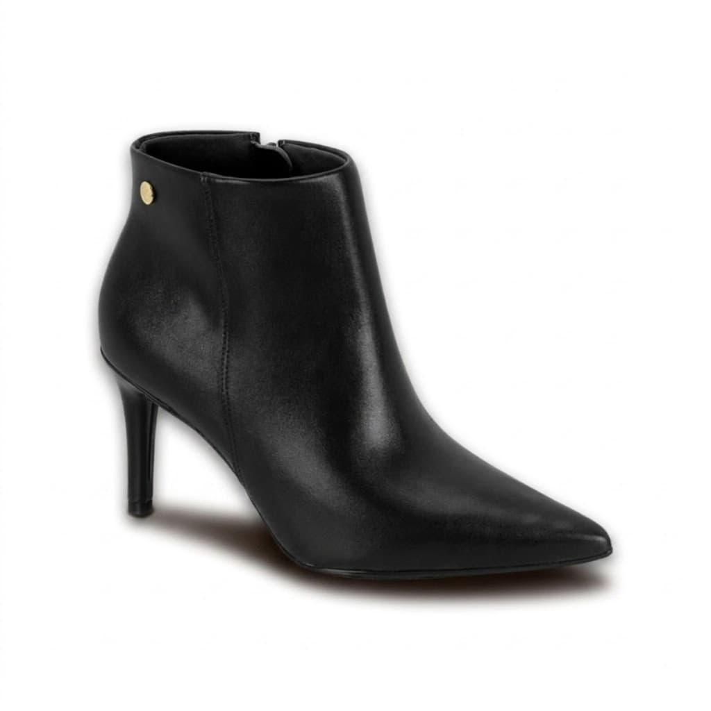 Bota Feminina Vizzano Salto Fino Cano Curto Bico Fino Zíper Elegante Original Confortortável