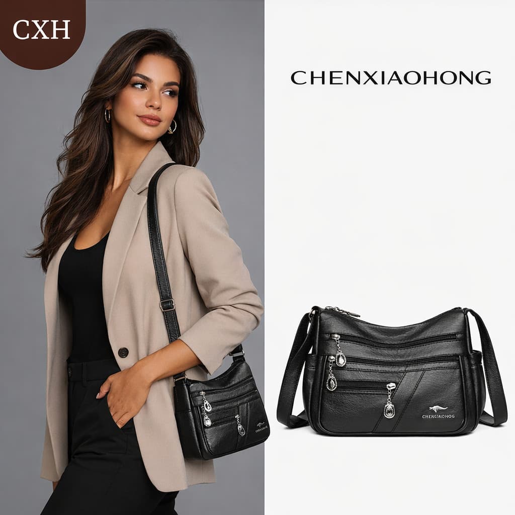 CHENXIAOHONG Bolsa de ombro feminina elegante, textura de couro macio, vários bolsos