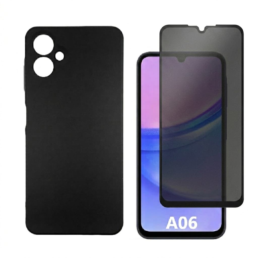 Capa Silicone Aveludada Para Galaxy A06 5G + Película Privacidade Fosca