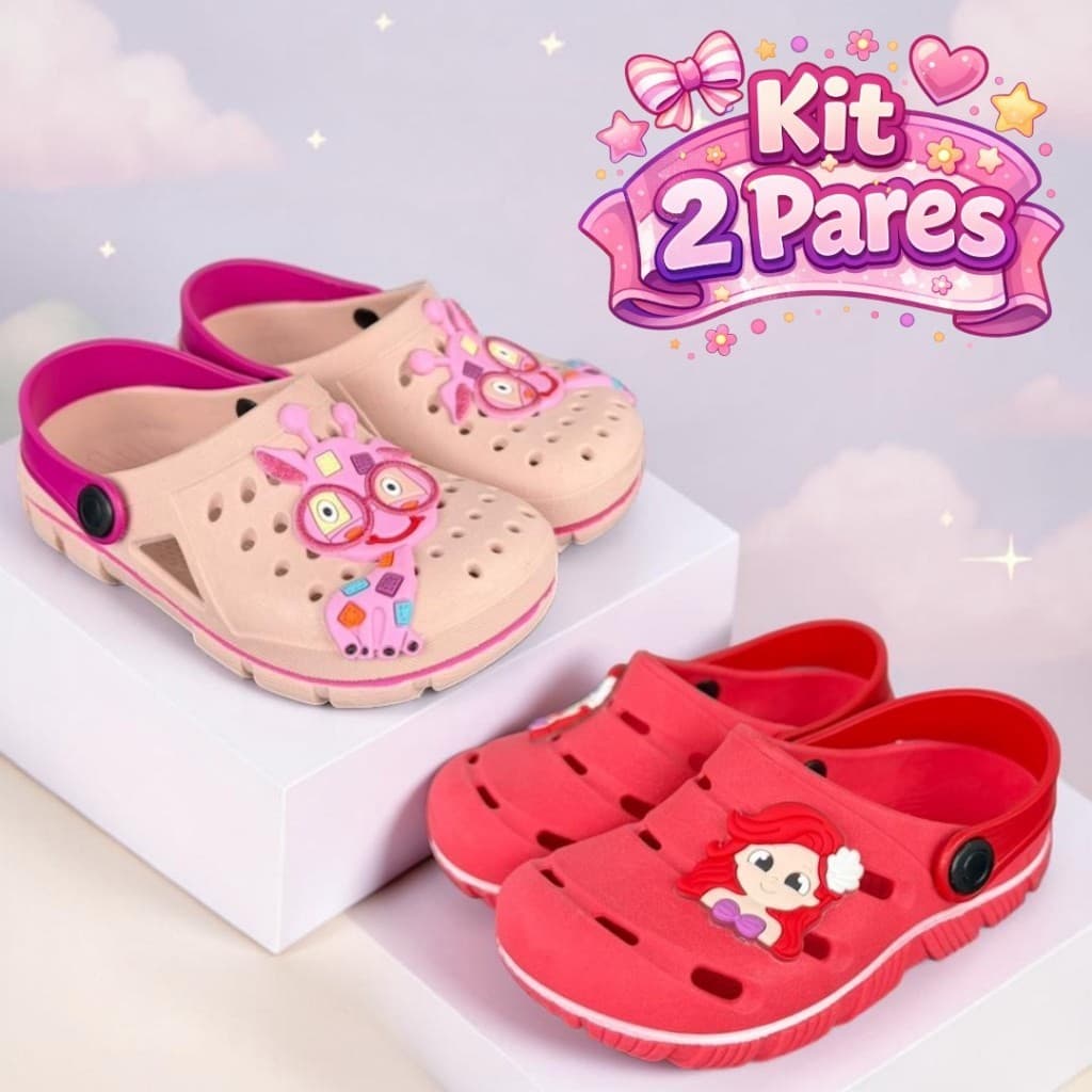 Kit 2 Pares Babuche Infantil Menina Lançamento