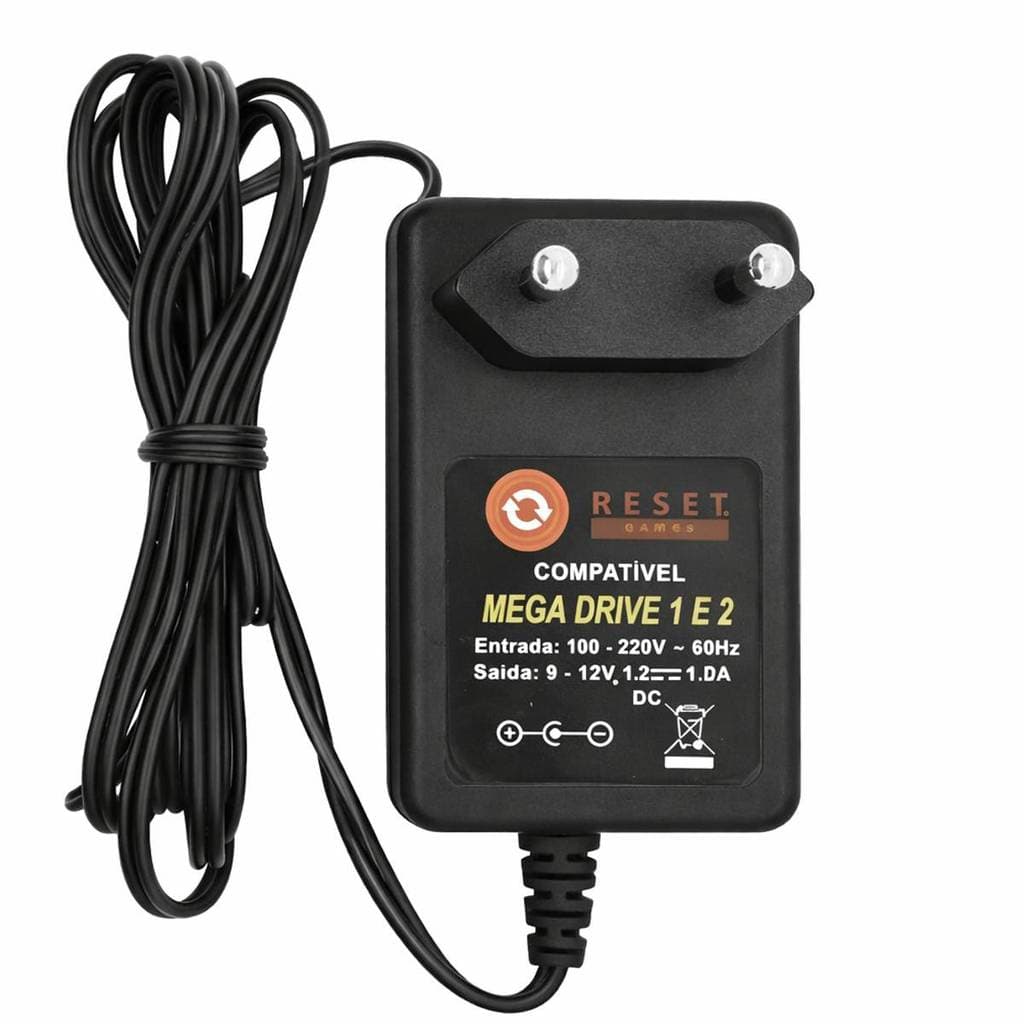 Fonte Automática Bivolt Compatível com Mega Drive 1 e 2, Sega Genesis 1 e 2, Sega / Mega CD e Phanton System