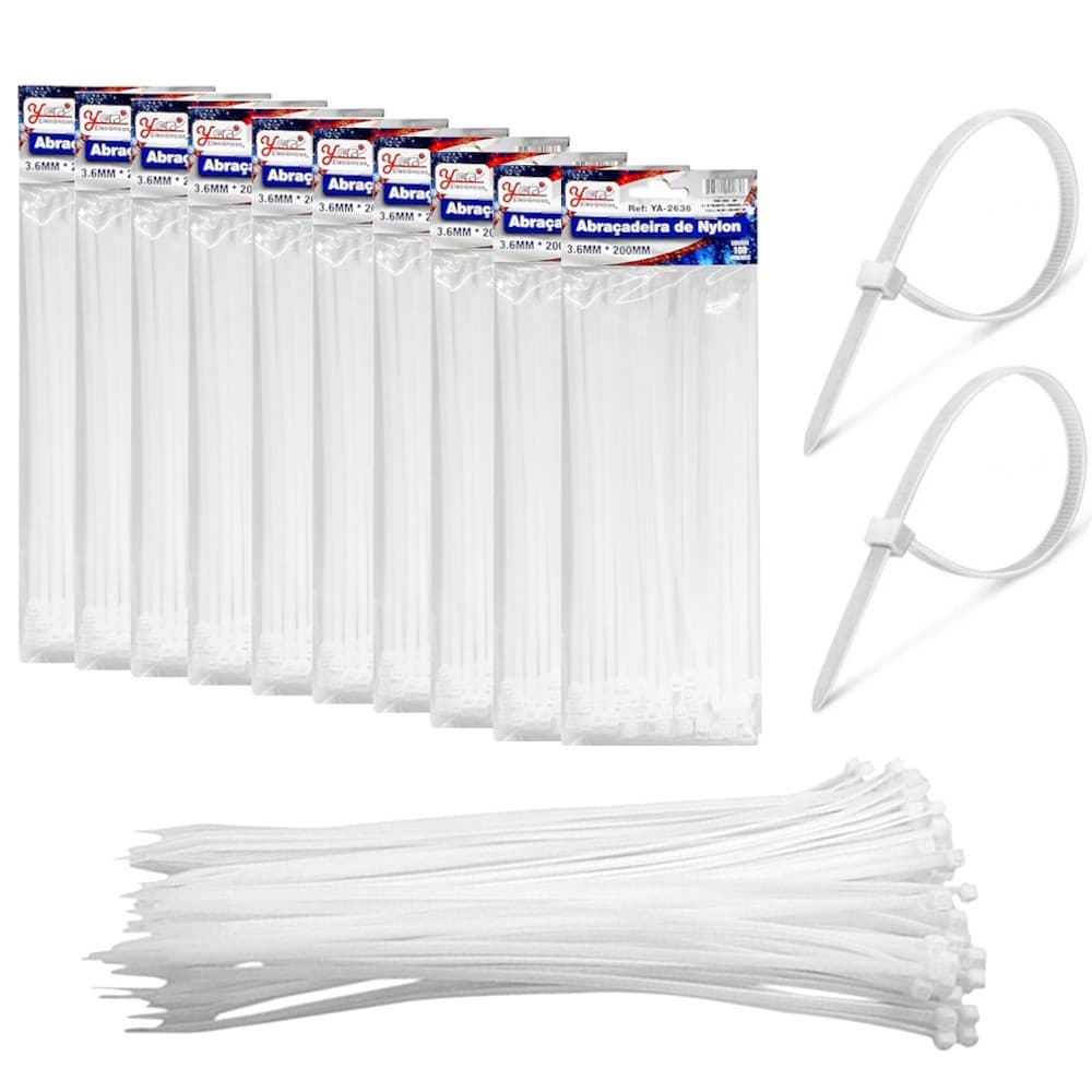 5000 Abraçadeiras Fita Lacre De Nylon 2.5x150mm Cinta Plástica Hellerman 15cm Branco