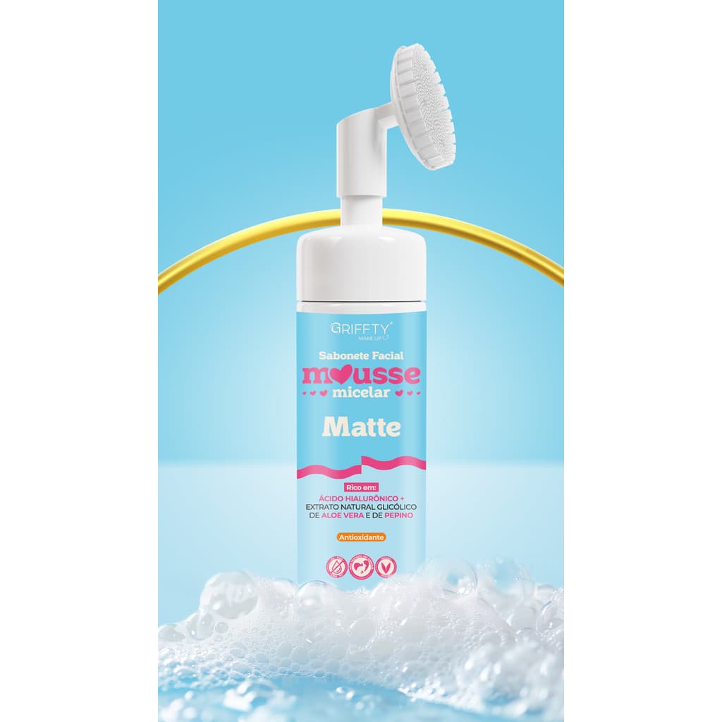 Sabonete Limpeza Facial Mousse Micelar Matte 150ml Griffty
