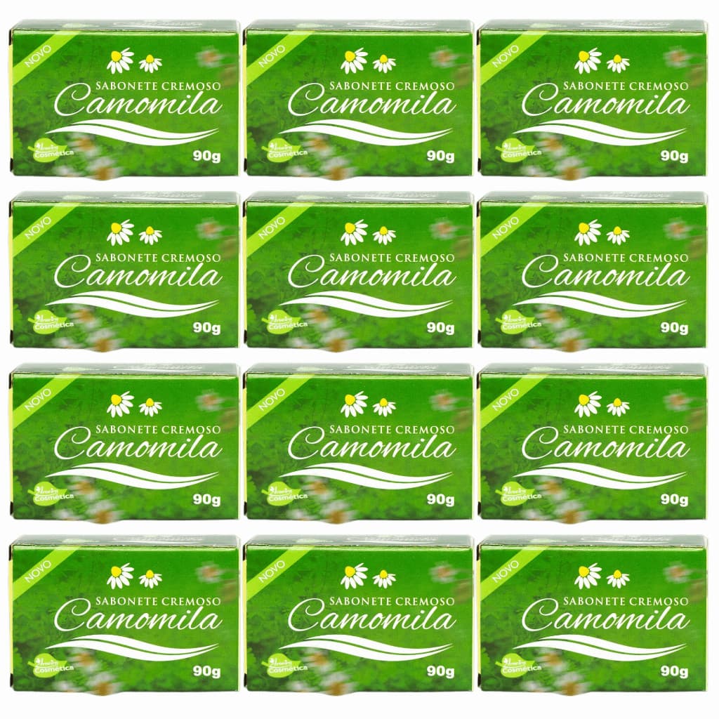 Kit 12 - Sabonete Natural Camomila 90g - Aroeira Cosmética - Pele Sensível, Limpeza e Suavidade