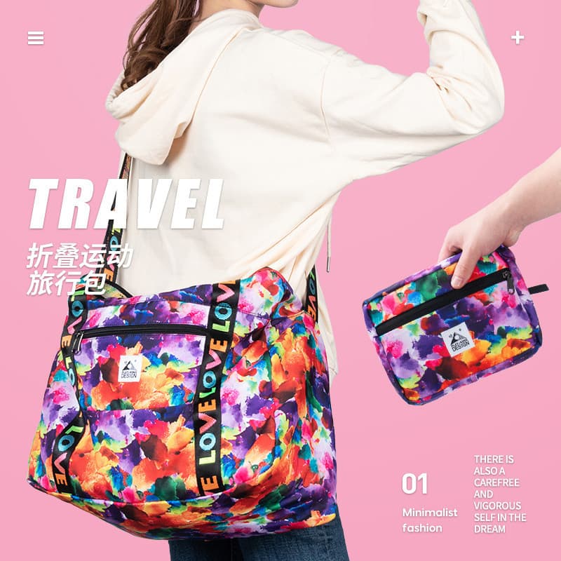 Bag de Viagem Dobrável Playking Feminina, Grande Capacidade Leve e Capa para Mala