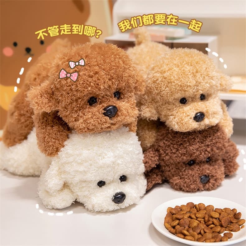 Brinquedo de Cachorro de Pelúcia Simulado, Poodle Magnético Fofo, Presente de Aniversário para Crianças e Mulheres