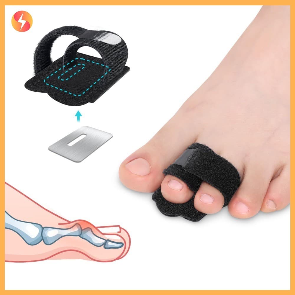 Corretor de Dedo do Pé Martelo com Tala Ajustável e Velcro Suporte Alinhador Ortopédico para 2º e 3º Dedo